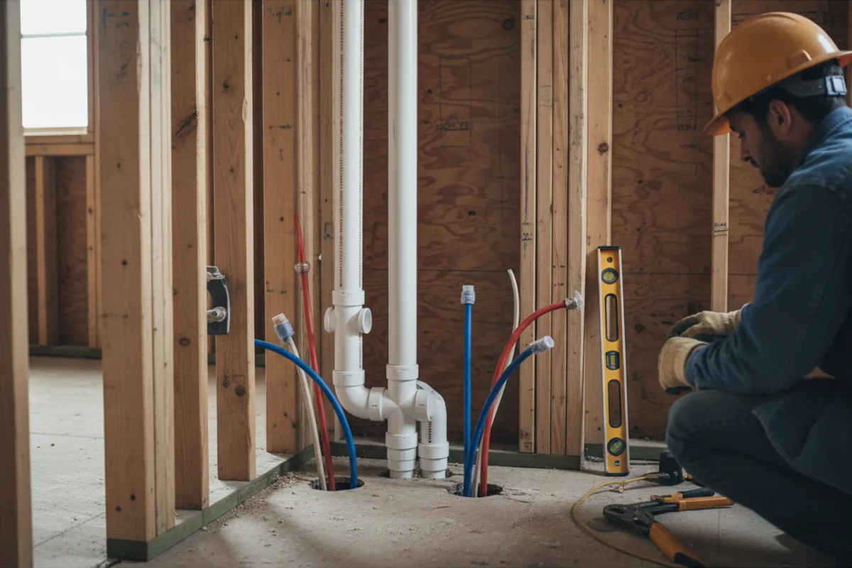 Drain and supply rough-in during Garbage Disposal Repair in Lemon Springs