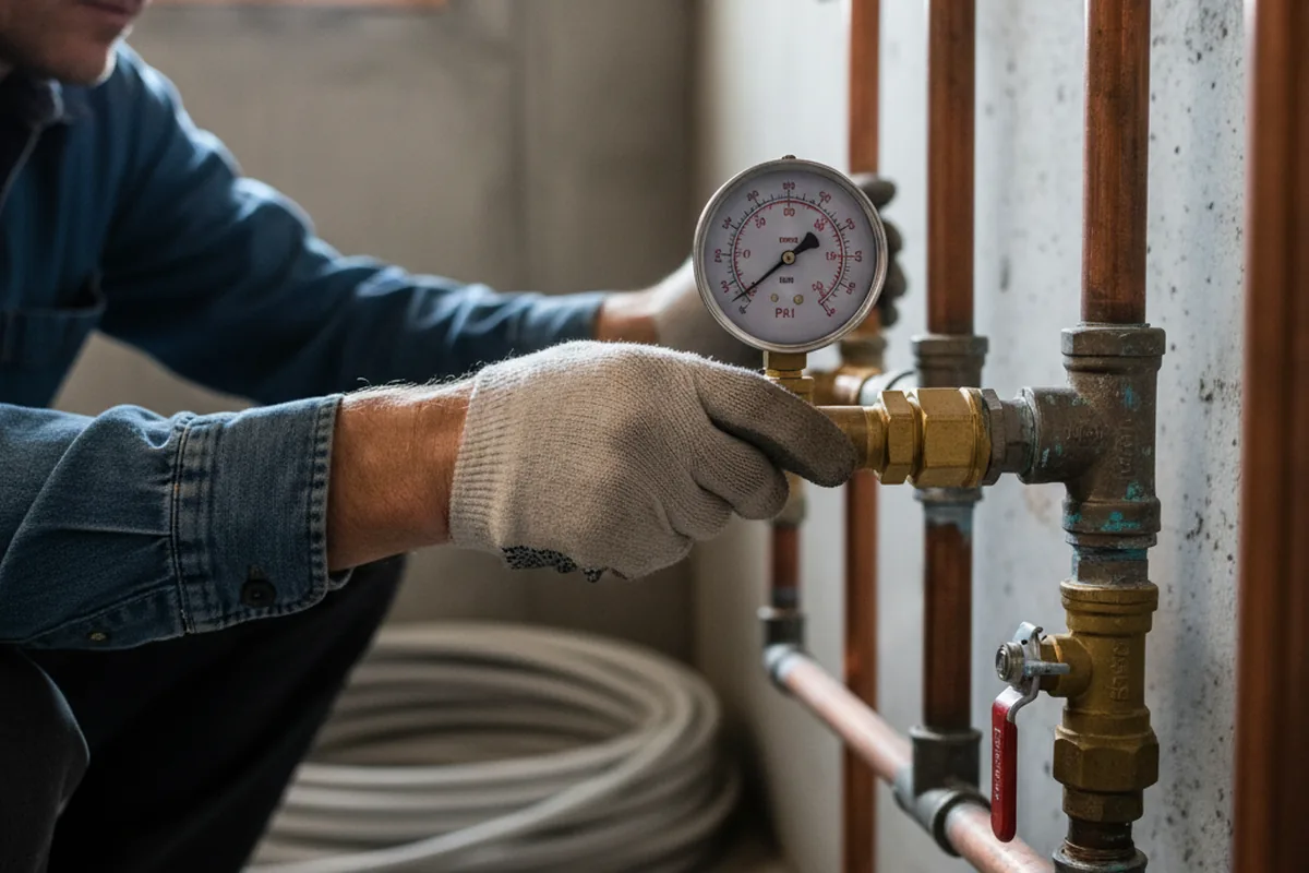 Pressure testing a repaired line during Water Line Repair in Lemon Springs